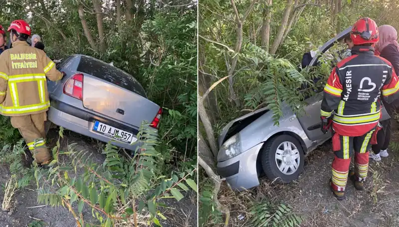 Balıkesir'de Otomobil Şarampole Yuvarlandı: Yaralı Sayısı İki