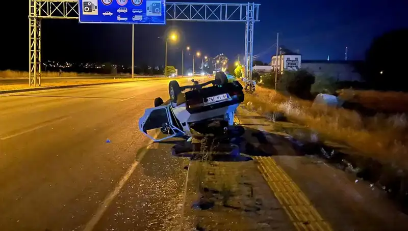 TIR ile Otomobil Çarpıştı: Takla Atan Araçta 1 Kişi Yaralandı